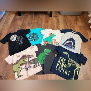 Boys Dino Graphic T-Shirt Bundle - Green, Teal, Navy